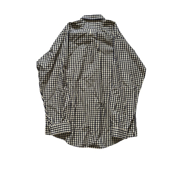 L.L. Bean Yellow/Navy/Burgundy Plaid 100%Cotton Wrinkle&Stain Resistant Shirt LT - Picture 3 of 5